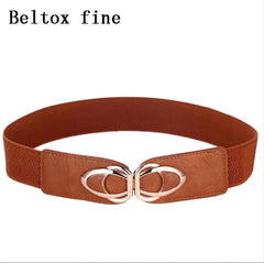 Women's Fashion PU Leather Elastic Wide Belt YF4.0-brown / 65cm(68cm to 100cm)