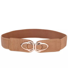 Women's Fashion PU Leather Elastic Wide Belt YF4.0-Khaki / 65cm(68cm to 100cm)
