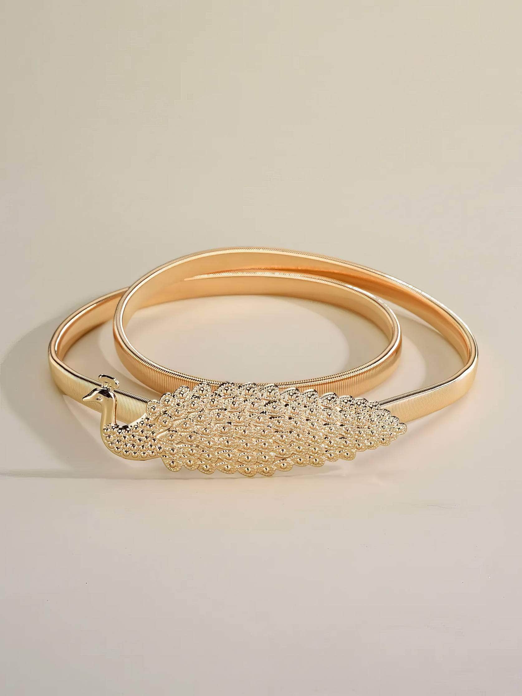 Women's Slim Dress Belt with Mixed Buckle Pattern