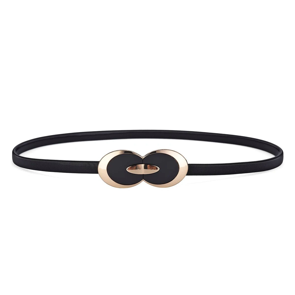 Women's Slim Dress Belt with Mixed Buckle Pattern Black eyes / 105CM
