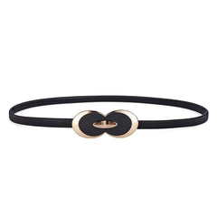 Women's Slim Dress Belt with Mixed Buckle Pattern Black eyes / 105CM