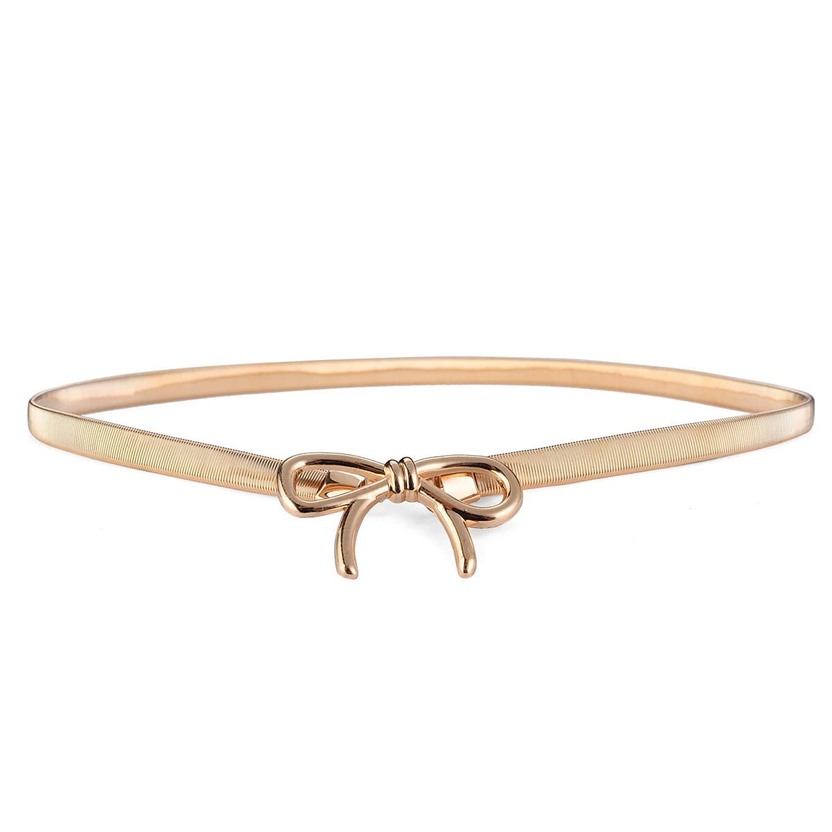 Women's Slim Dress Belt with Mixed Buckle Pattern Golden bow / 105CM