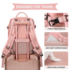 Women's Travel Backpack - Wizzair Cabin 40x30x20, Large Capacity Waterproof Suitcase Laptop Bag