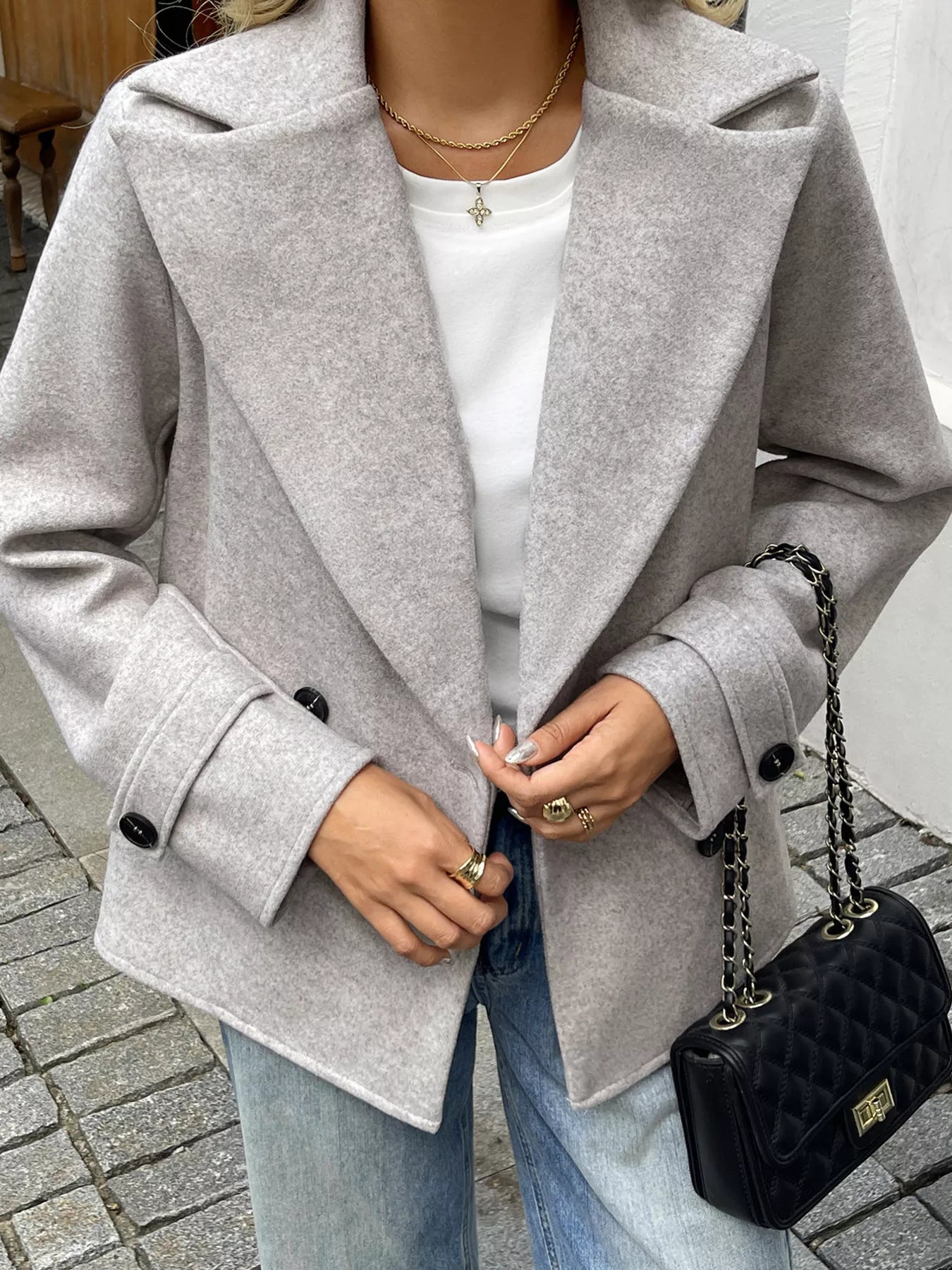 Wool Blend Double-Breasted Jacket