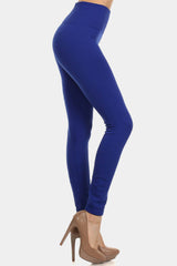 Yelete Seamless High Waist Fleece Leggings Navy / One Size-Regular