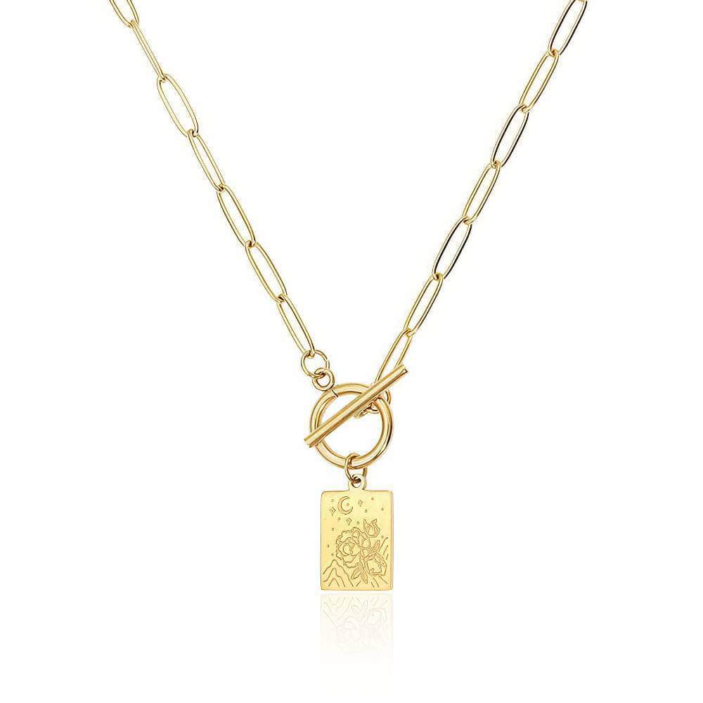 Yellow Gold-Plated Moonlight Medallion Pendant Necklace Gold