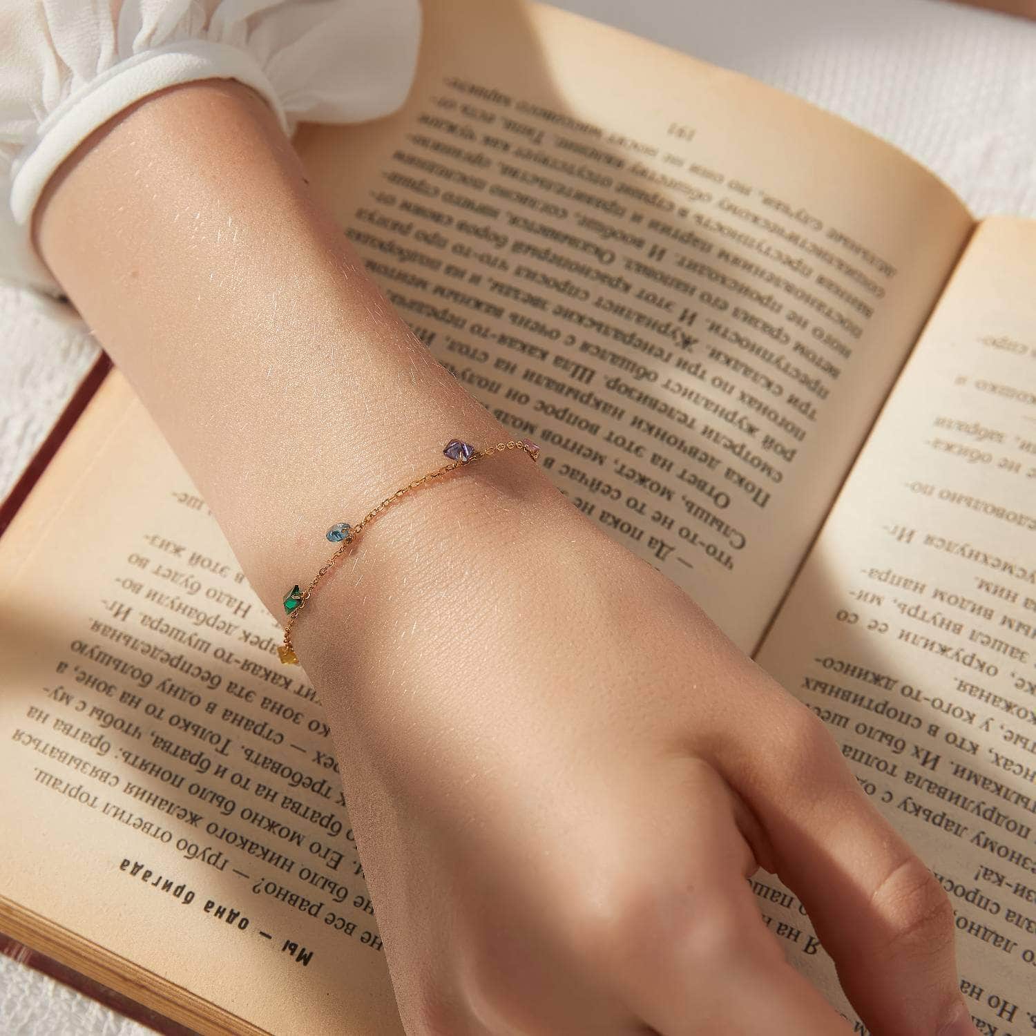 Yellow Gold-Plated Multicolor Droplet Bracelet Multicolor