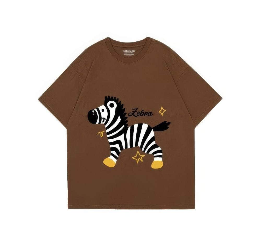 Zebra Print Oversized T-Shirt US 4 / Brown
