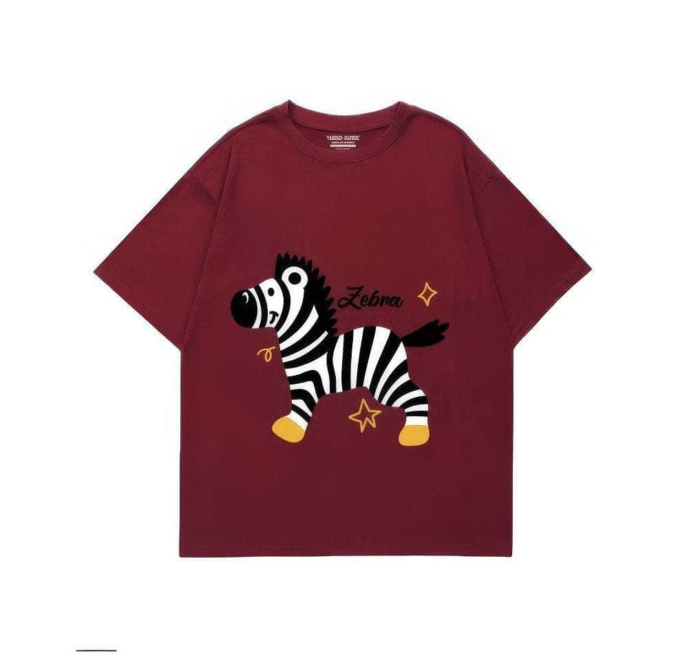 Zebra Print Oversized T-Shirt US 4 / Maroon