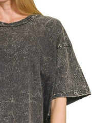 Zenana Acid Crinkle-Washed Oversized T-Shirt
