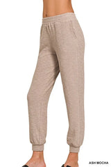 Zenana Cotton Slub Jogger Pants