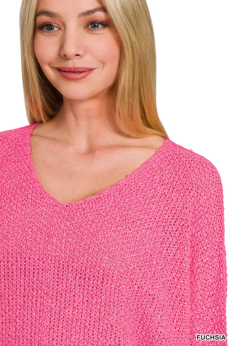 Zenana Dolman Sleeve V-Neck Sweater