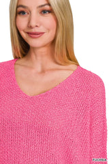Zenana Dolman Sleeve V-Neck Sweater