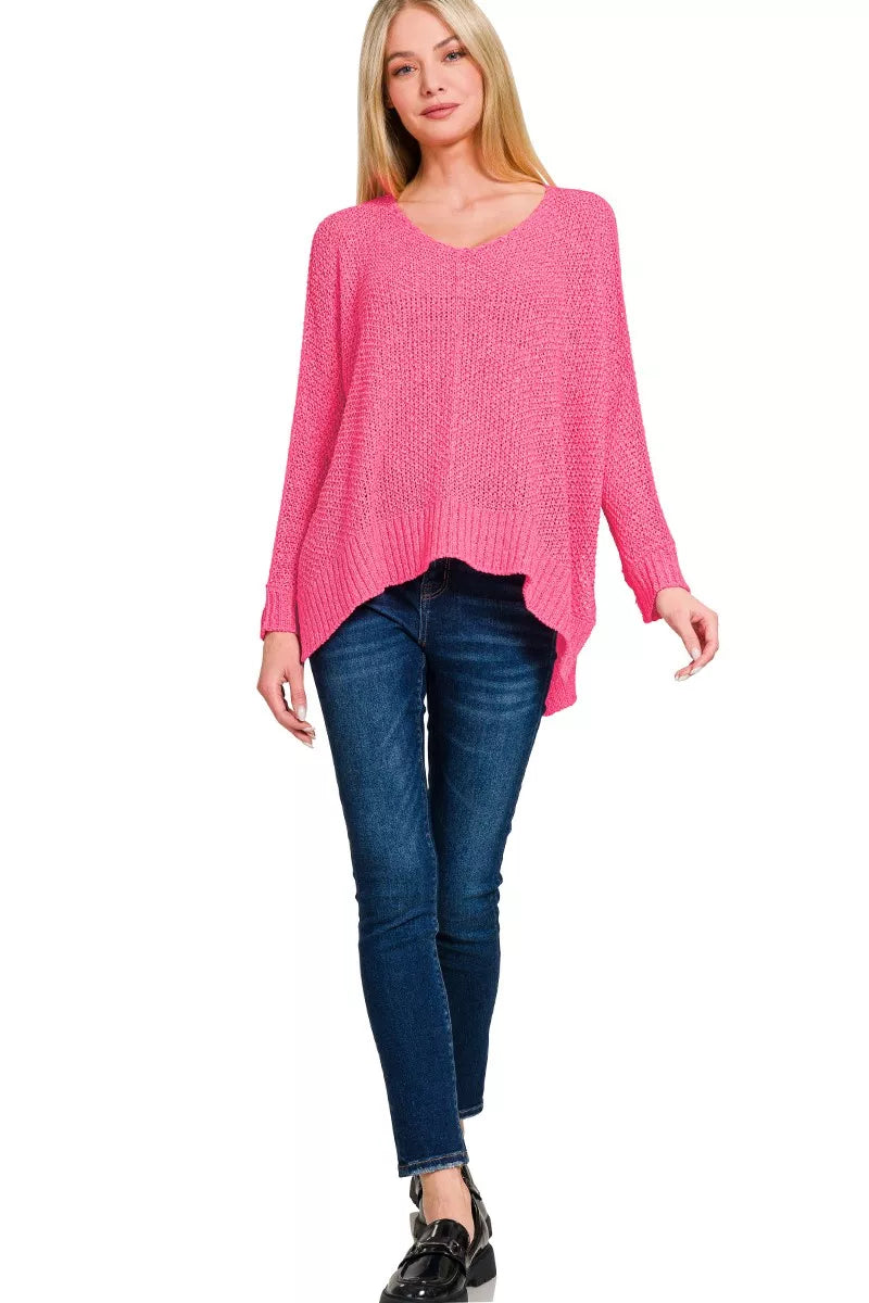 Zenana Dolman Sleeve V-Neck Sweater
