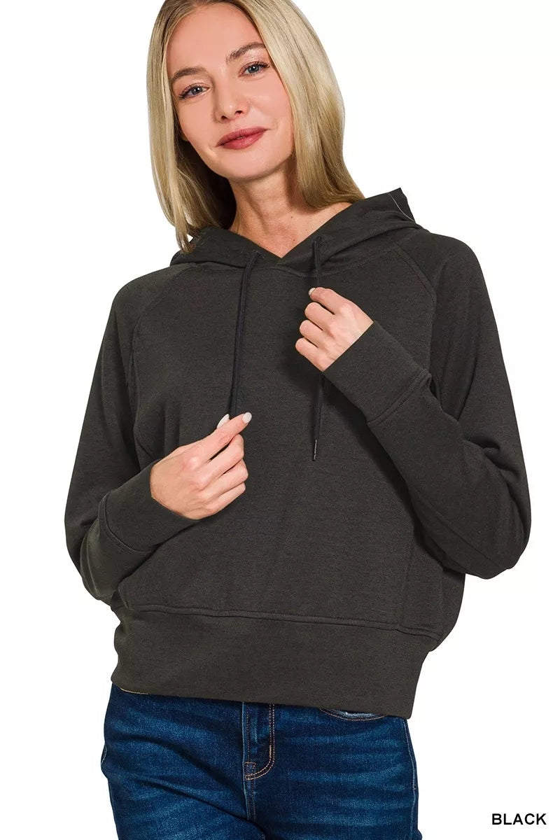 Zenana Drawstring Scuba Hoodie