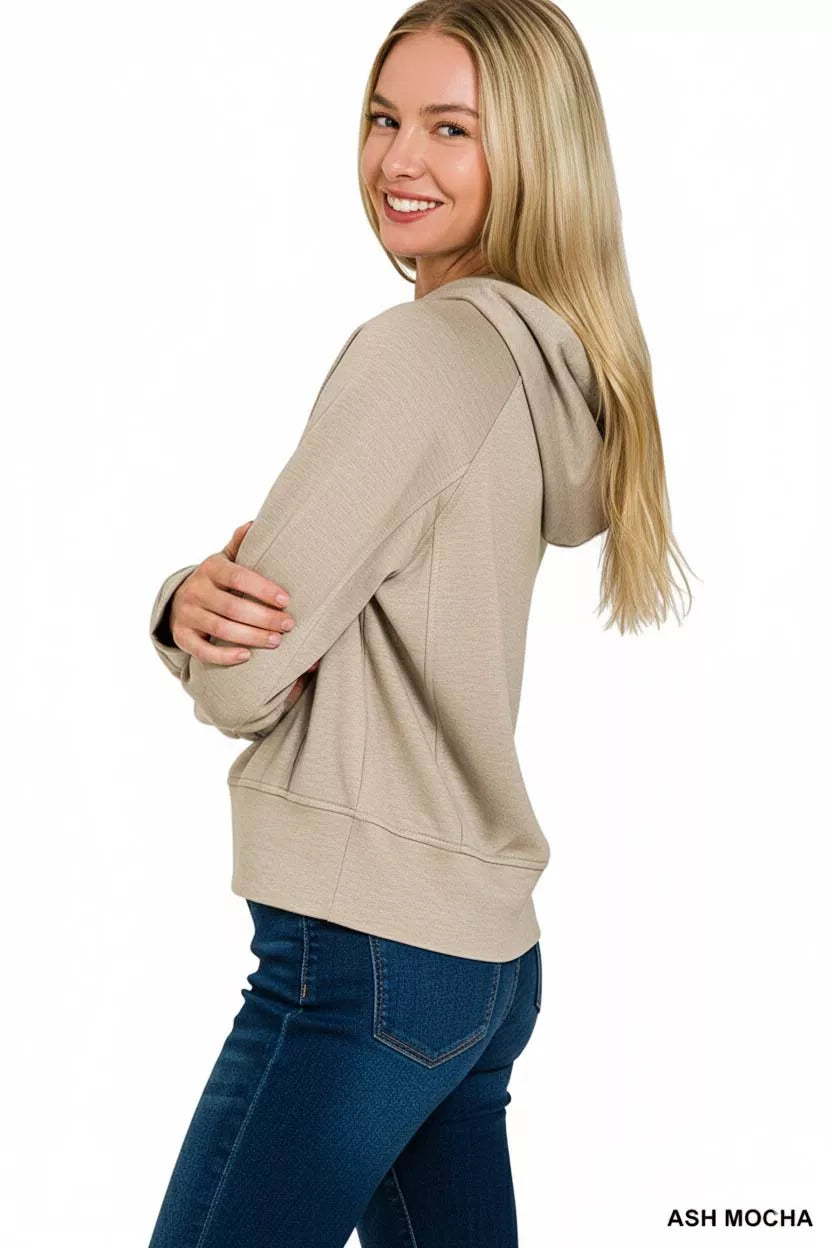 Zenana Drawstring Scuba Hoodie