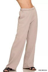 Zenana Fleece Sweatpant with Pockets ASH MOCHA / S