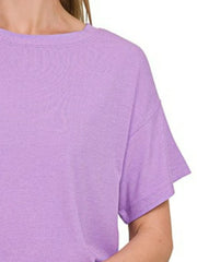 Zenana Ribbed Round-Neck Crop T-Shirt