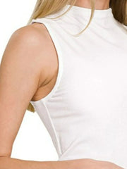 Zenana Ribbed Sleeveless Mock Neck Top