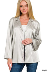 Zenana Satin Button Down Shirt