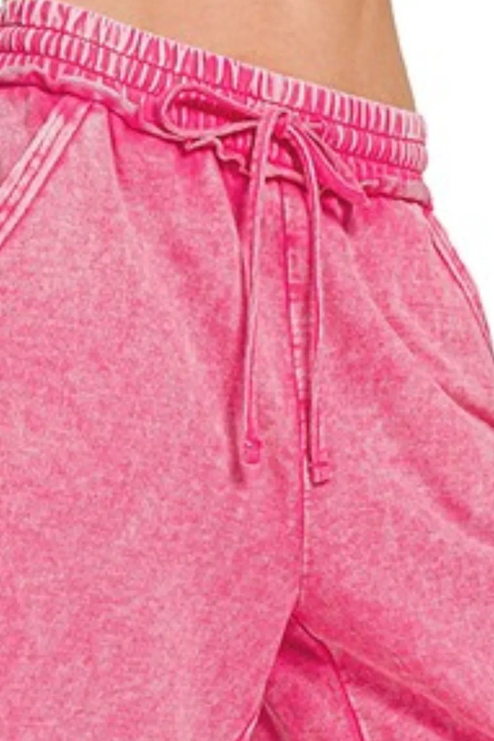 Zenana Washed French Terry Palazzo With Pockets