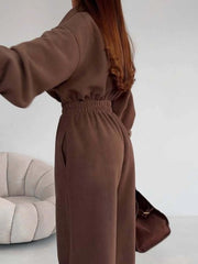 Zip Front Long Sleeve Jumpsuit