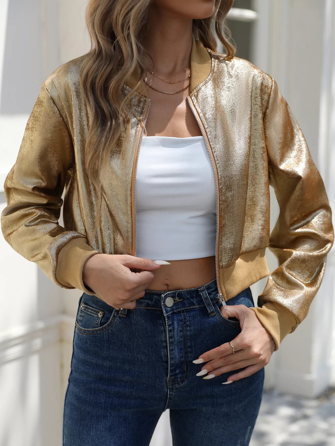 Zip Up Cropped Jacket
