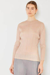 Marina West Swim Pleated Long Sleeve Boatneck Top Beige / S/M