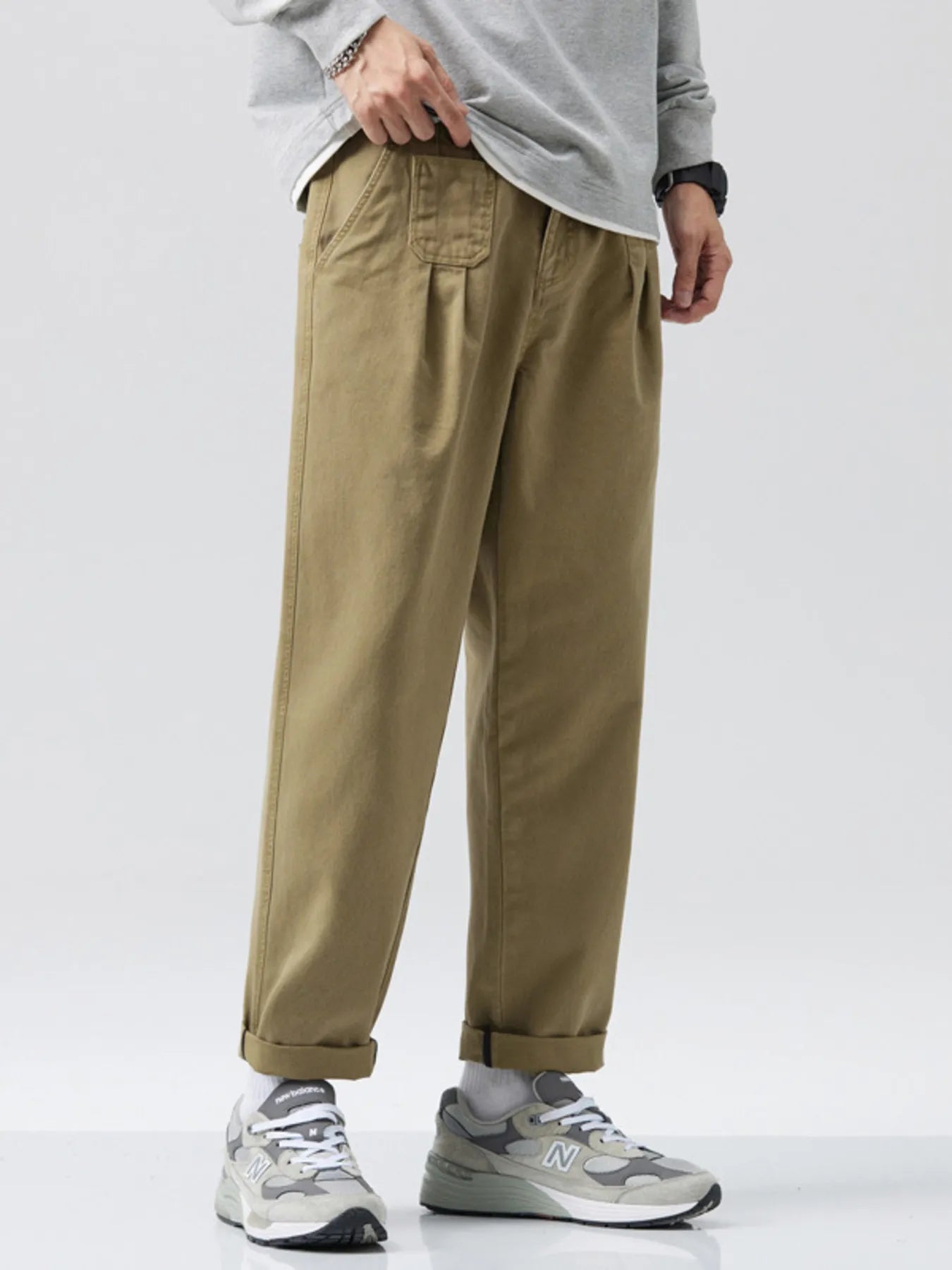Men's loose fit pants with a drawstring waist.