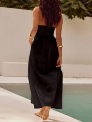 Vestido midi con cuello halter fruncido Devine