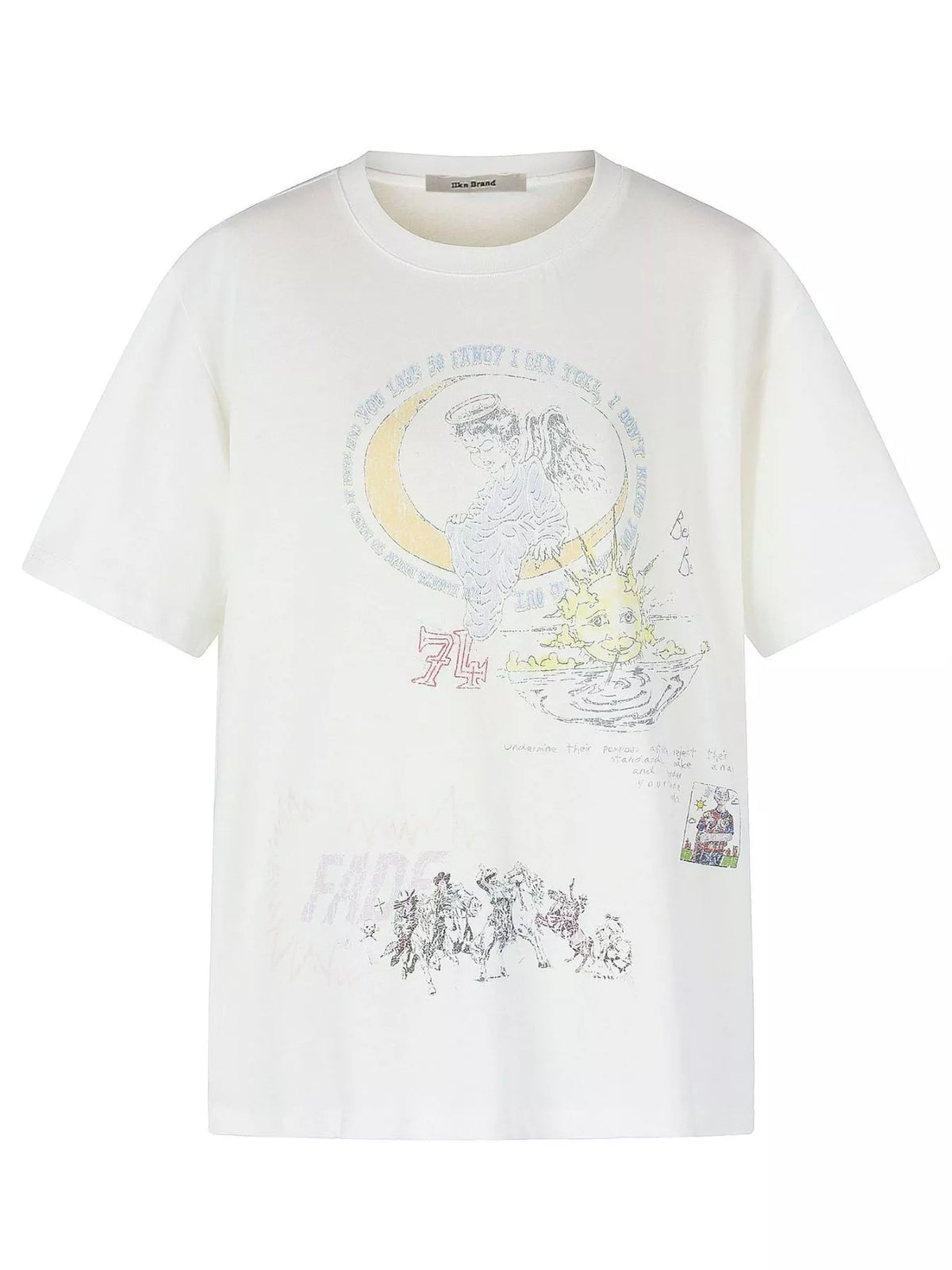Men's artistic round-neck graphic T-shirt made from a slightly stretchy cotton-spandex blend.