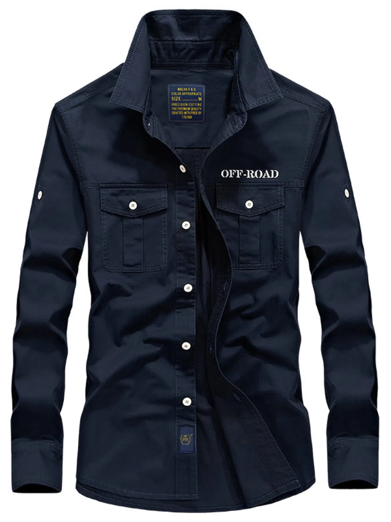 Men's button-up shirt with long sleeves and pocket details.