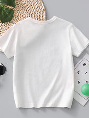 Plain back view of the white children's crew neck short sleeve t-shirt