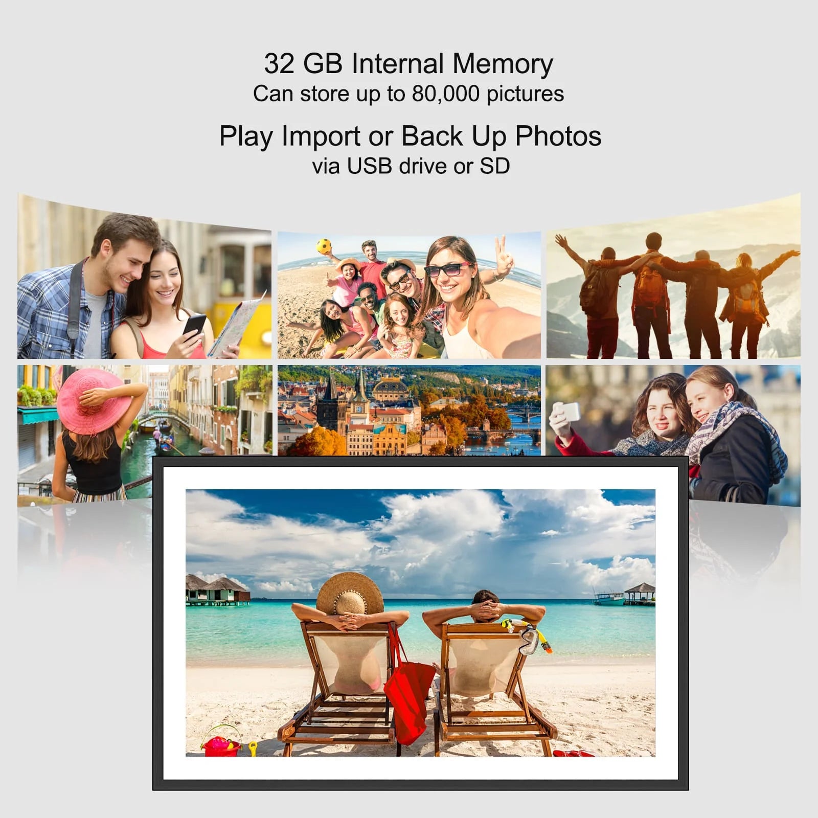10.1-inch Frameo smart WiFi digital picture frame: 32GB, 1280x800 IPS HD touch screen, wall-mountable