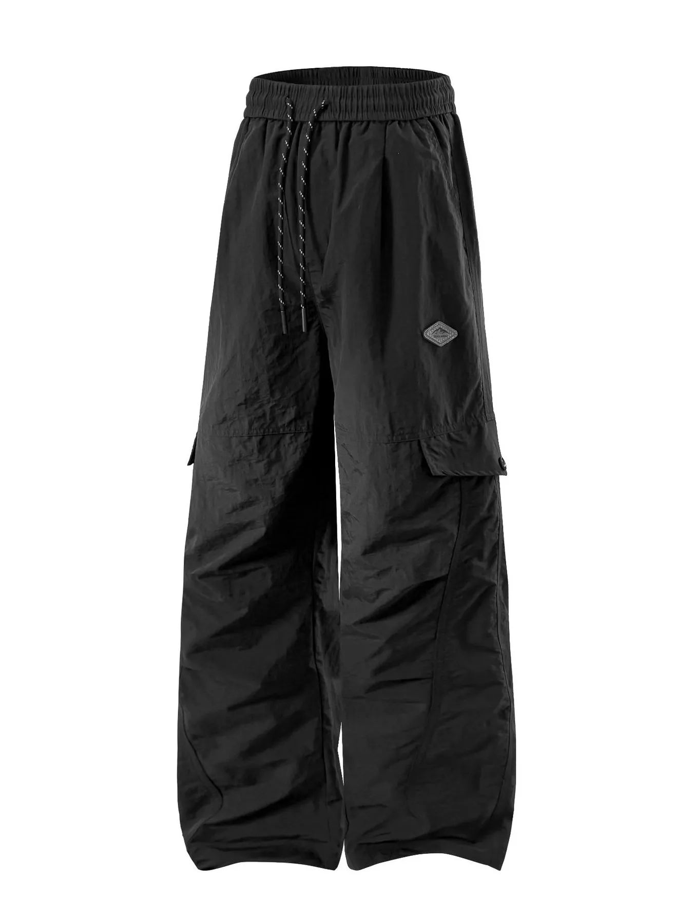Men's plus size relaxed fit cargo pants with drawstring and pockets, alternate product detail view.