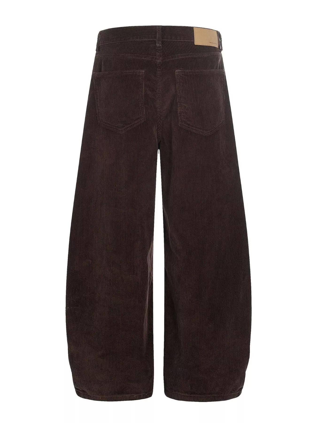 Men's corduroy pants with a wide leg silhouette.