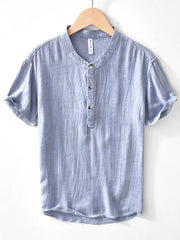 Men's short-sleeve blouse featuring button detailing and a plus-size range.