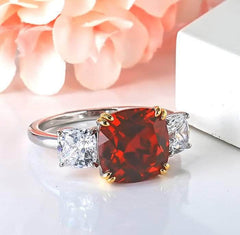 2.32 Ct 925 Sterling Silver Emerald Square Cut Lab Grown Ruby Ring