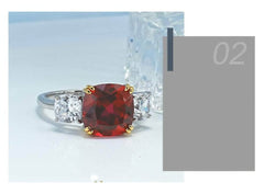 2.32 Ct 925 Sterling Silver Emerald Square Cut Lab Grown Ruby Ring