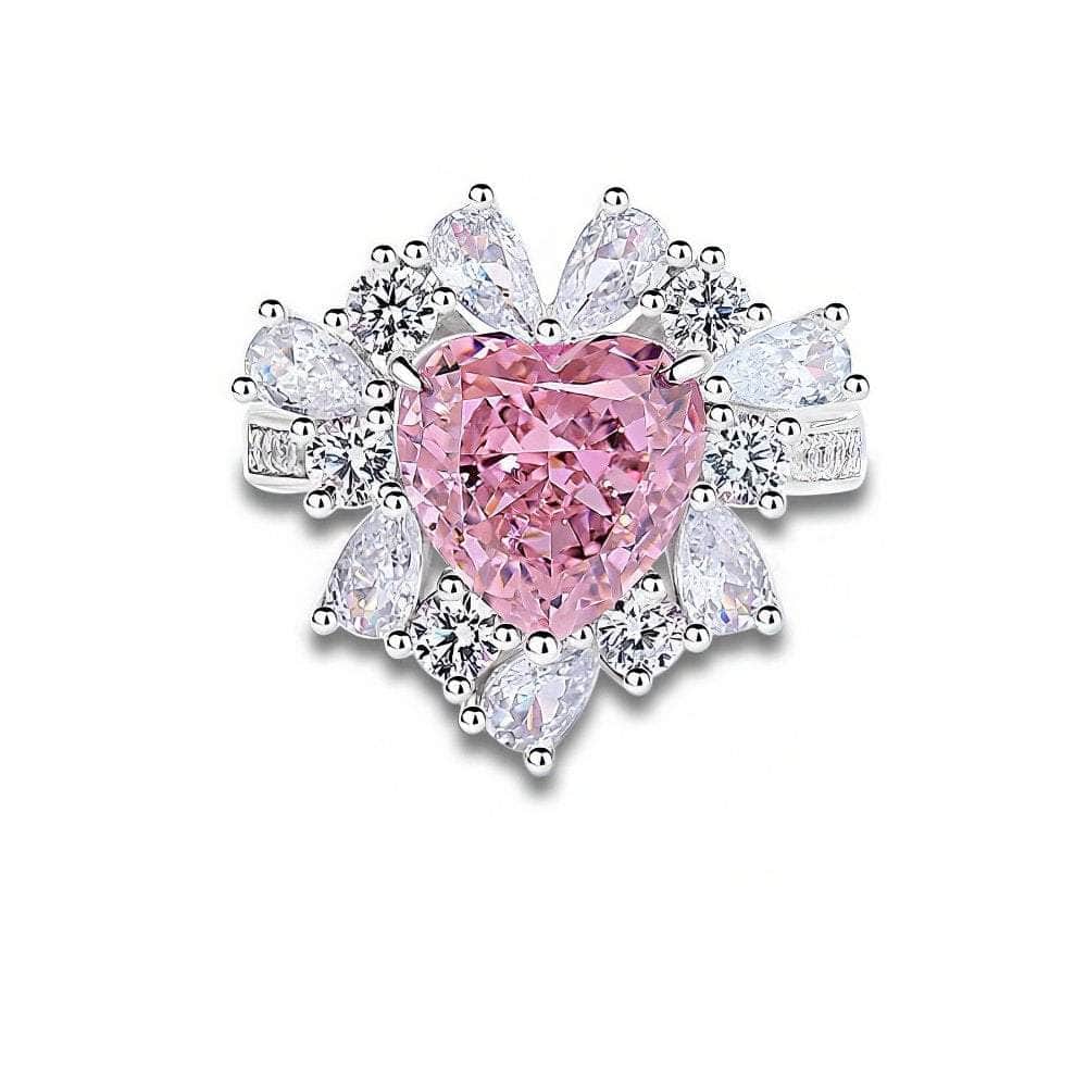2.32 Ct Prong Setting Irregular-Shaped Heart Deco Lab Diamond Pink Sapphire Ring