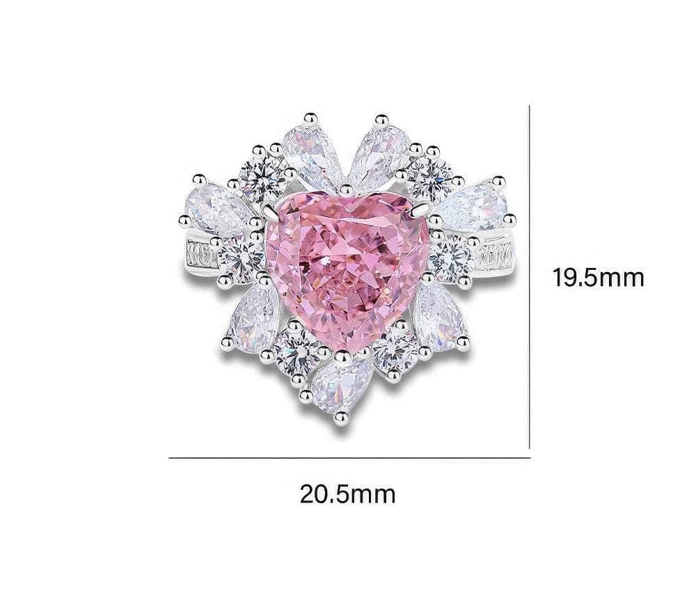 2.32 Ct Prong Setting Irregular-Shaped Heart Deco Lab Diamond Pink Sapphire Ring