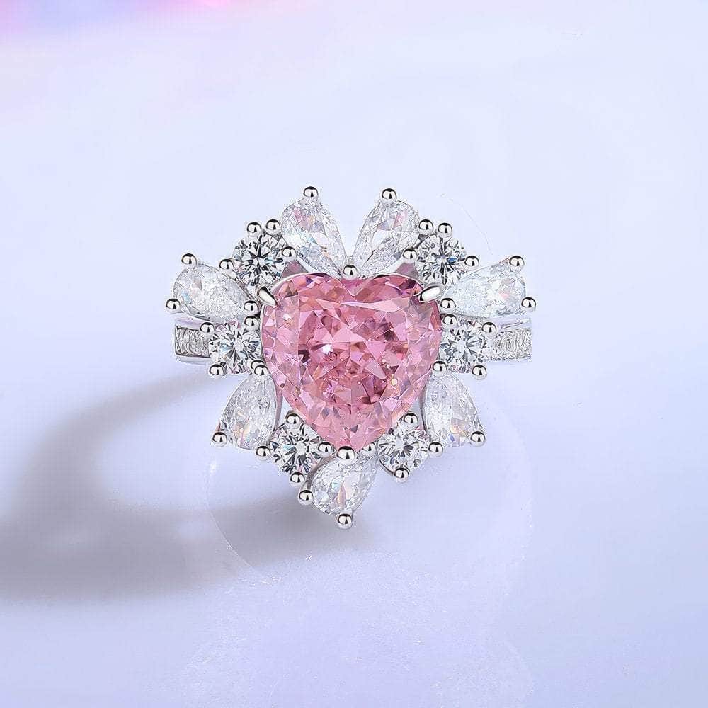 2.32 Ct Prong Setting Irregular-Shaped Heart Deco Lab Diamond Pink Sapphire Ring