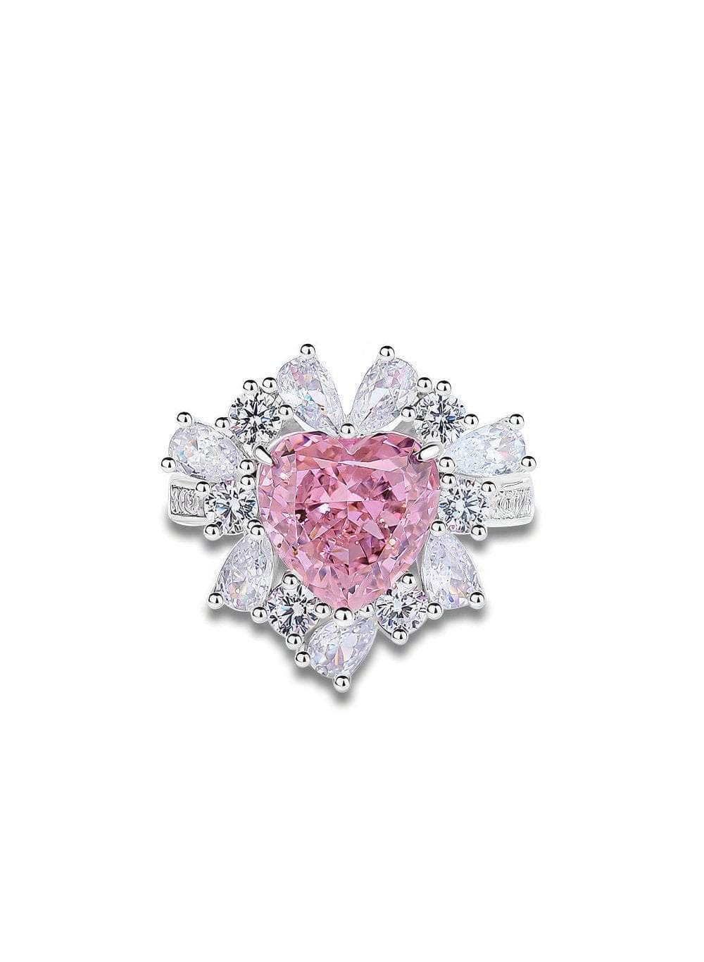 2.32 Ct Prong Setting Irregular-Shaped Heart Deco Lab Diamond Pink Sapphire Ring