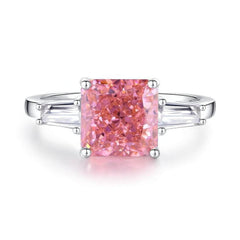2.32 Ct Radiant Cut Lab-Created Gemstone Diamond 14k Gold Ring 6 US / Padparadscha
