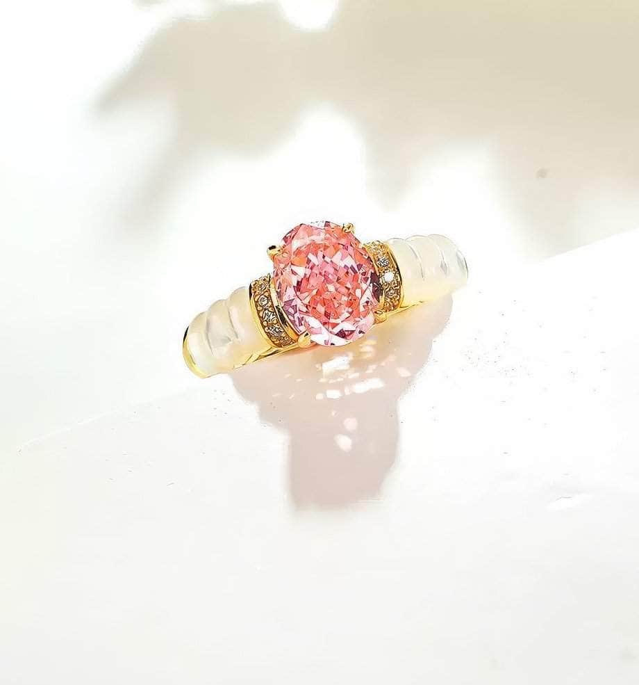 2.5ct Brilliant Oval Cut Opal Decor Lab Grown Diamond Ring