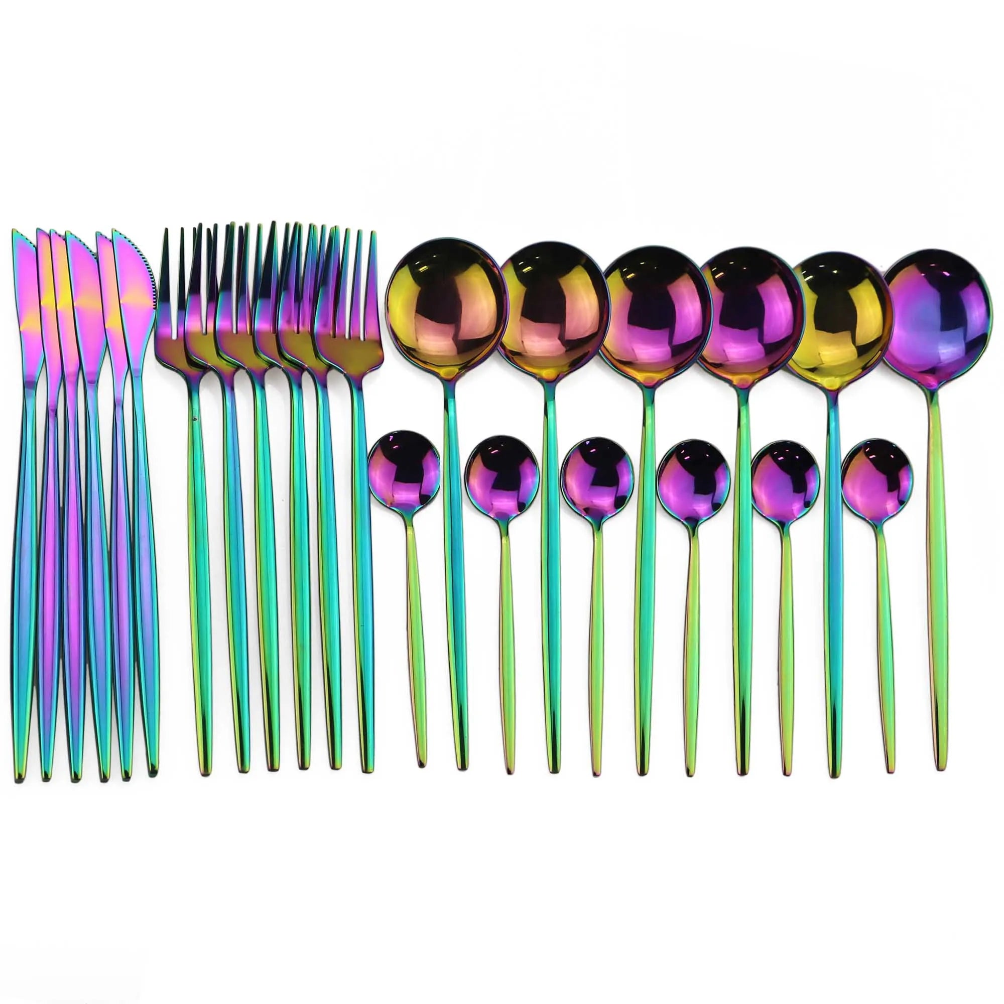 24Pcs Stainless Steel Cutlery Set Rainbow