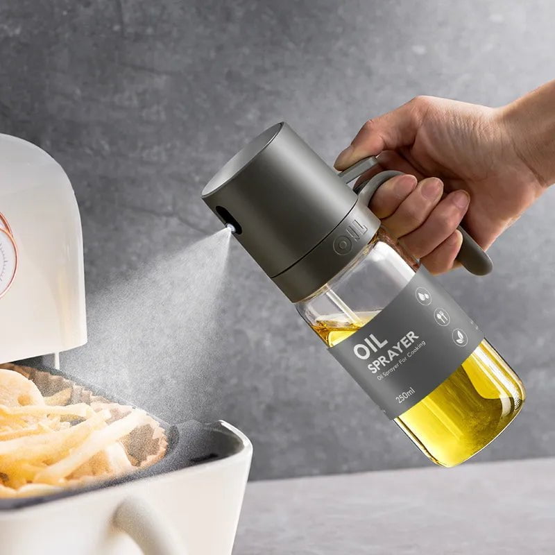 250ml borosilicate glass oil spray bottle: ideal for cooking, air fryer, salad, baking