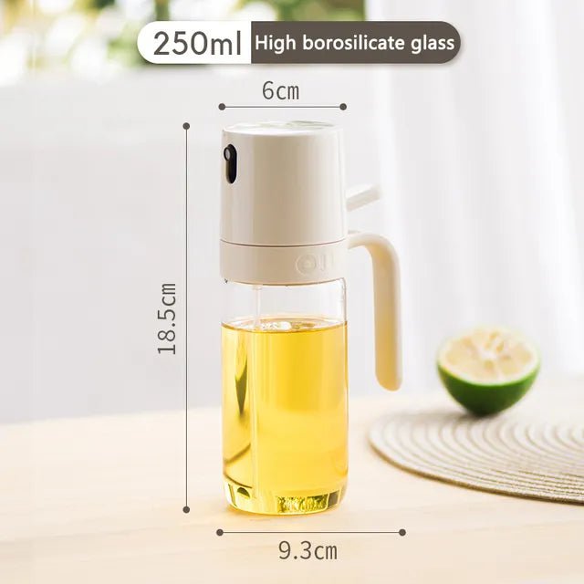 250ml borosilicate glass oil spray bottle: ideal for cooking, air fryer, salad, baking white