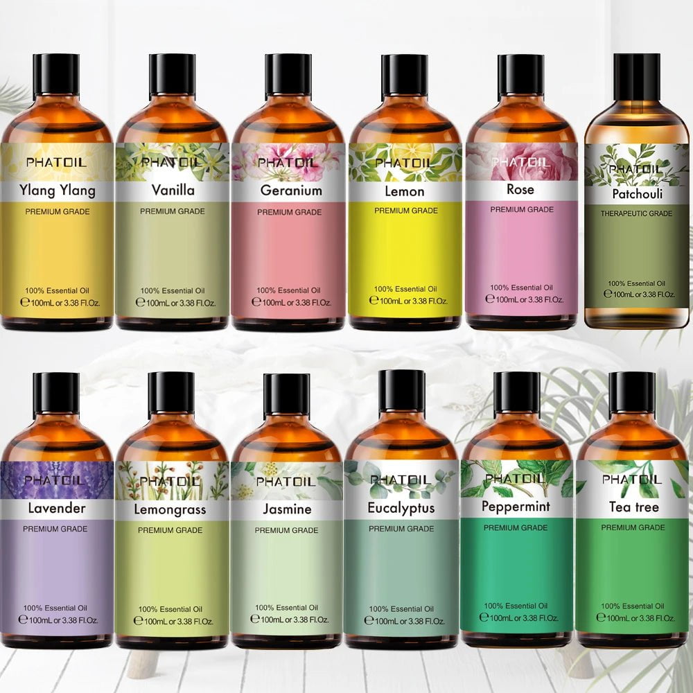 3.4oz 100ml Lemongrass Aromatic Essential Oil: Natural Mint, Citronella, Tea Tree, Vanilla, Juniper, Geranium, Chamomile, Jojoba Oil