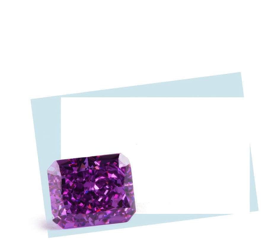 3 Set Amethyst Emerald Cut Rectangular Lab Grown Diamond Gemstone